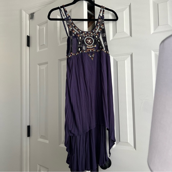 New‎ Free People Quest Tank Top Tunic Split Sides Blouse Aztec Beaded - Picture 2 of 16